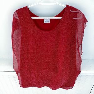 Sleeveless Red Top with dual layer reds.  Crew Neck 19 inches long Size Large